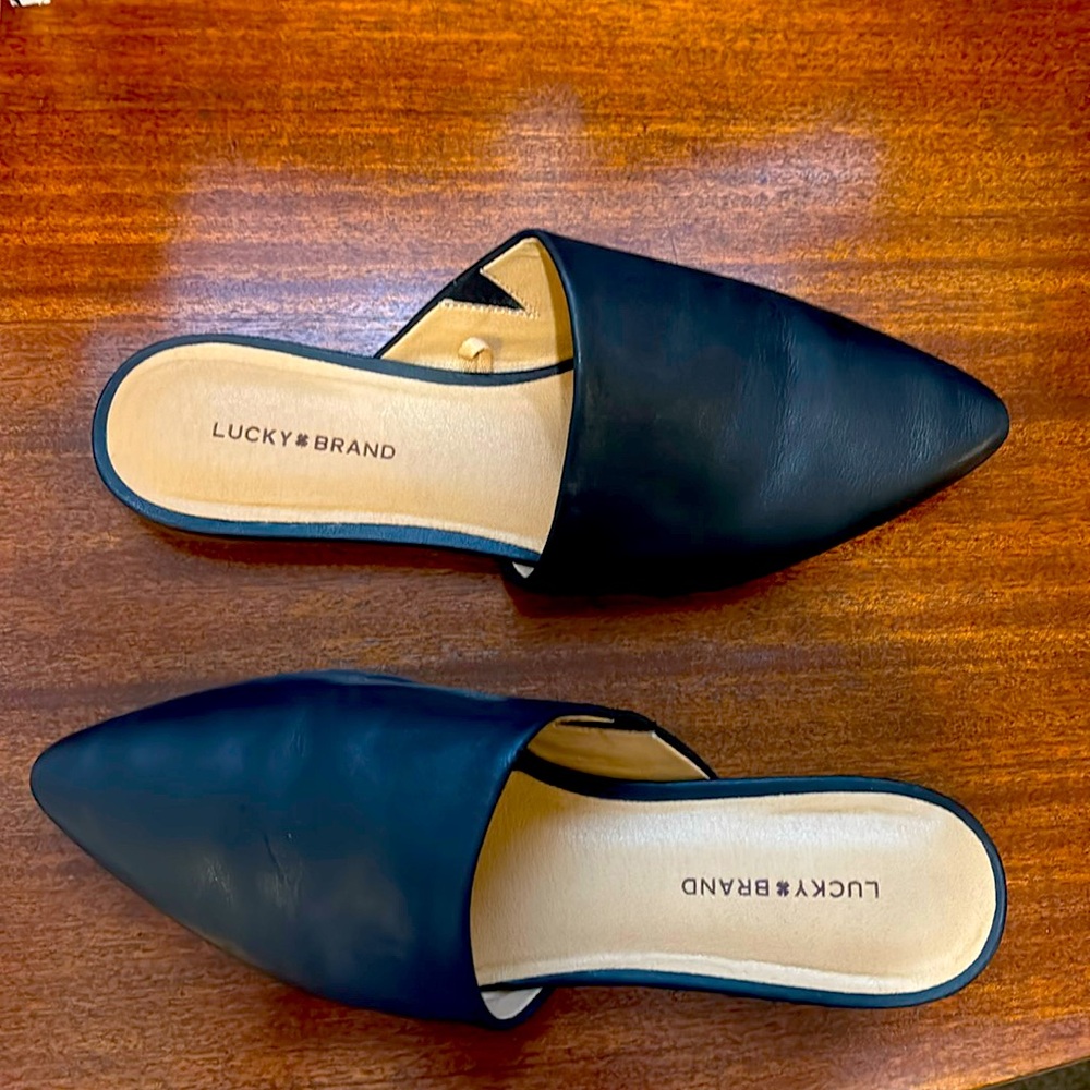 NEW Lucky Brand Women's LP-Bairey Black Mule Slip-On Flats Size 9